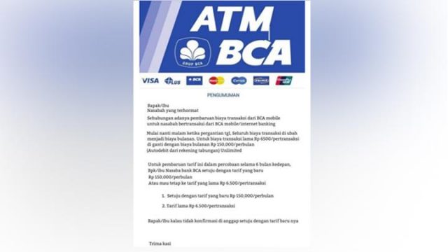 BCA Bantah Biaya Transaksi Naik Jadi Rp 150 Ribu Per Bulan: Penipuan ...